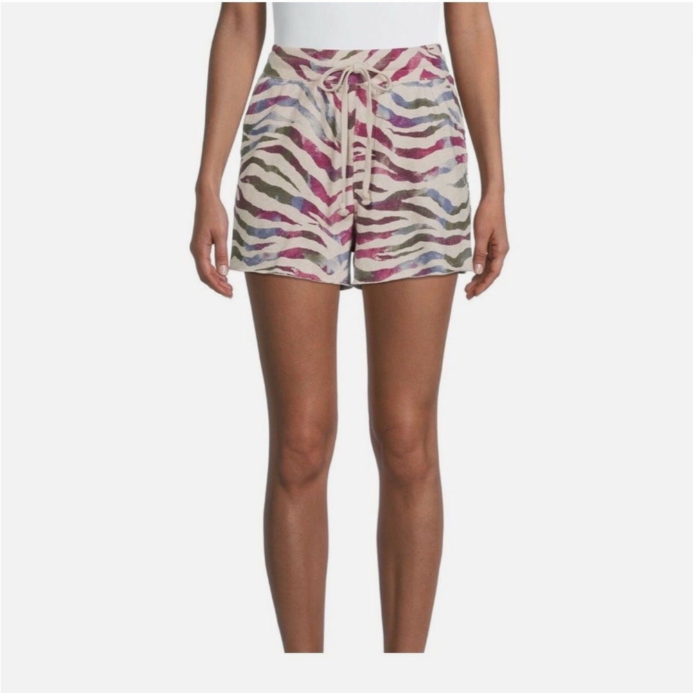 Secret Treasures High Waist Zebra Print Shorts - Pink, Brown, White